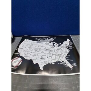 GeoJango American Baseball Map Poster Black White Ballpark Quest MLB Stadiums